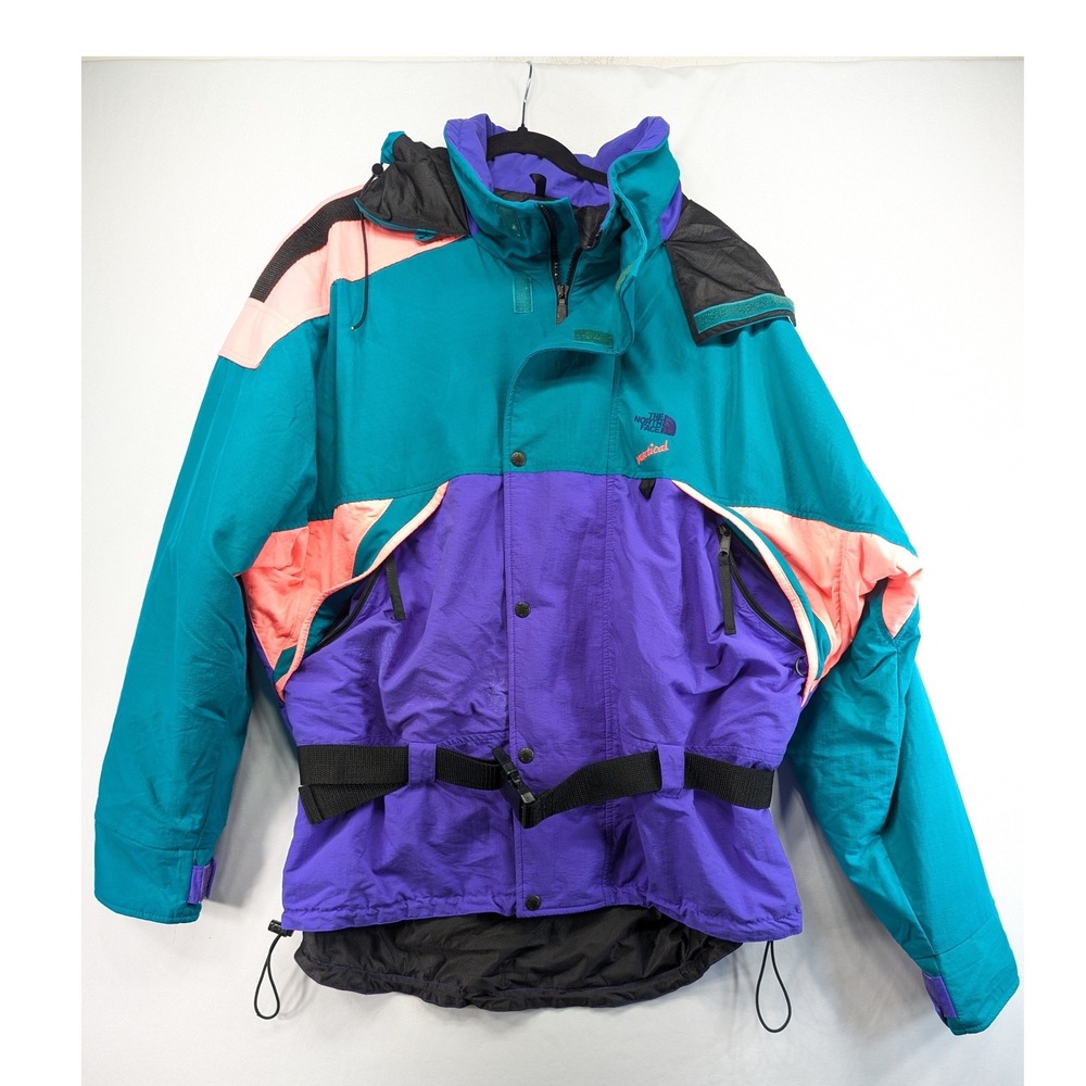 Vintage The North Face Vertical Gore-Tex Ski Jacket Teal Purple Pink Mens M-XL
